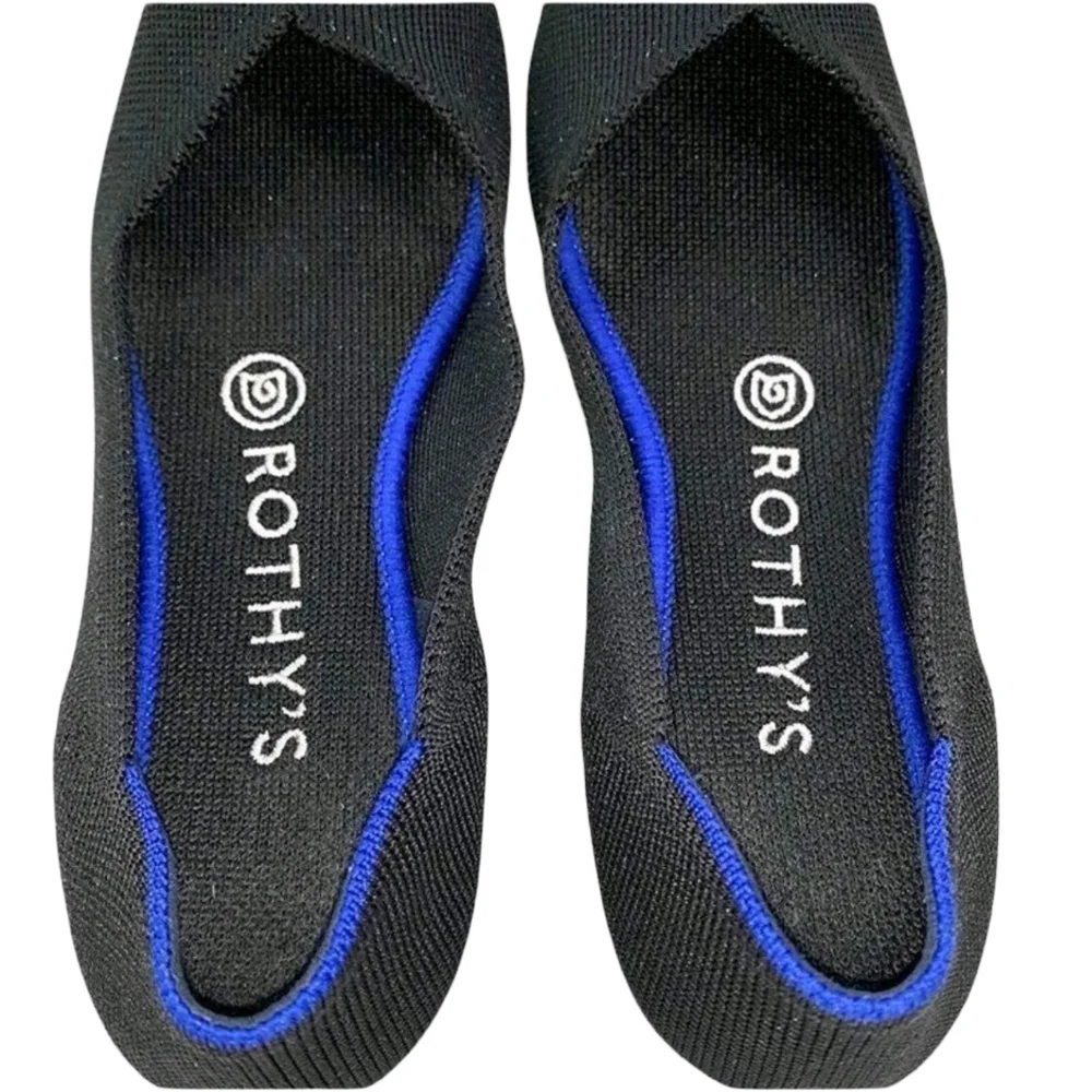 Rothy's Round Toe Black Ballet Flats Slip On Shoes SIZE US W9.5